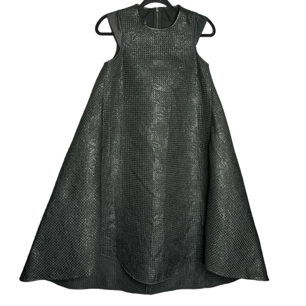 Imperial High Fashion Jacquard Textured Cap Sleeve Midi Trapeze Dress, Size XS
